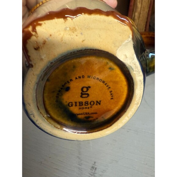 Gibson Home Owl Mug Handcrafted Stoneware Coffee Cup, Retro Rustic Brown & Blue - Picture 7 of 7